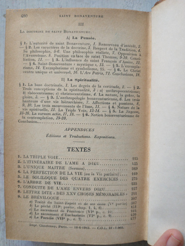 Libro usado en venta: Saint Bonaventure de R. P. Valentin-M Breton; editorial Aubier impreso en 1943 realizamos envios a todo el mundo.3