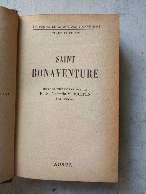 Libro usado en venta: Saint Bonaventure de R. P. Valentin-M Breton; editorial Aubier impreso en 1943 realizamos envios a todo el mundo.1