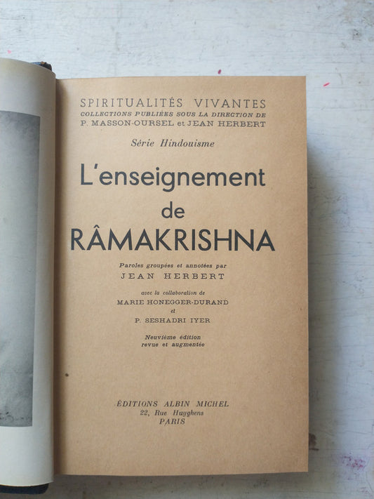 Libro usado en venta: L'enseignement de Ramakrishna; editorial Abil Michel impreso en 1949 realizamos envios a todo el mundo.1