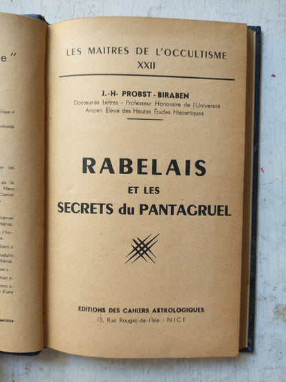 Libro usado en venta: Rabelais et les secrets du Pantagruel de J. H. Probst-Biraben; editorial Des Cahiers Astrologiques impreso en 1949.1