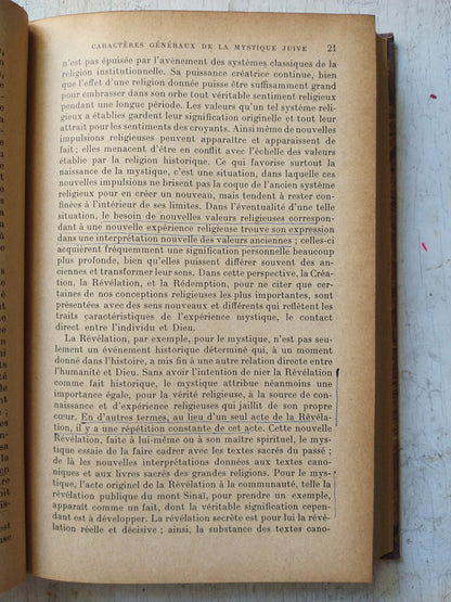 Libro usado en venta: Les grands courants de la Mystique juive de Gershom G. Scholem; editorial Payot impreso en 1950 envios a todo el mundo.3
