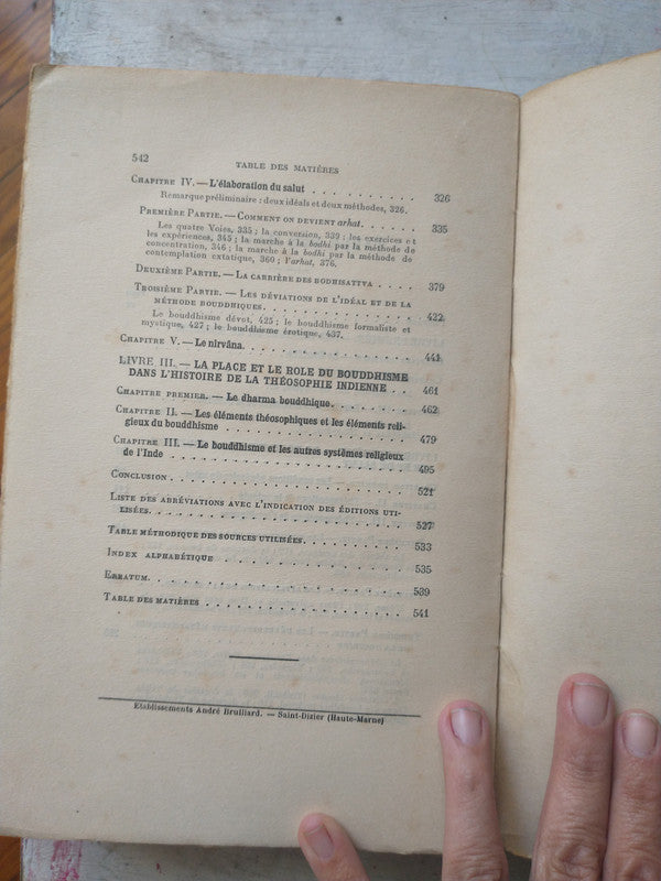 Libro usado en venta: L'histoire des idees theosophiques dans l'inde de Paul Oltramare; Librairie Orientaliste Paul Geuthner impreso en 1923.3