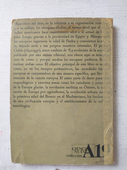 Libro usado en venta: Los origenes de la sociedad europea de V. Gordon Childe; editorial Ciencia Nueva impreso en 1968 envios a todo el mundo.2