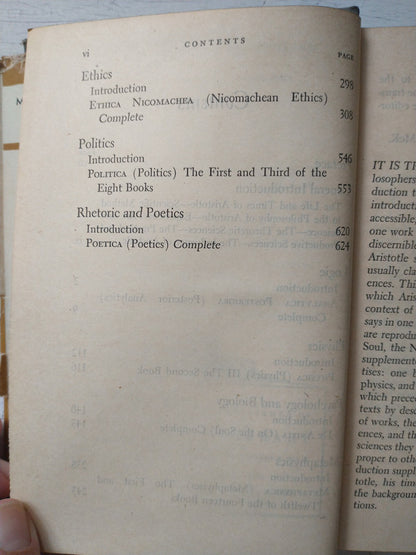 Libro usado en venta: Introduction to Aristotle de Richard McKeon; editorial Random House impreso en 1947 realizamos envios a todo el mundo.3
