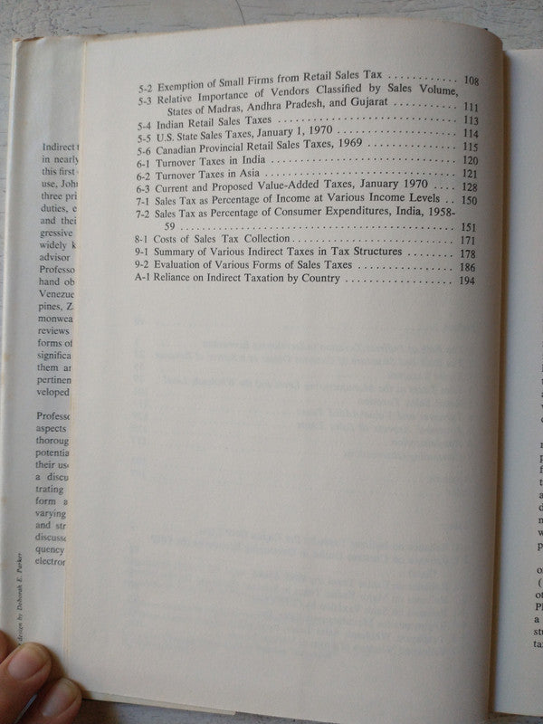 Libro usado en venta: Indirect taxation in Developing economies de John F. Due, Ph. D.; editorial The Johns Hopkins Press impreso en 1970.3