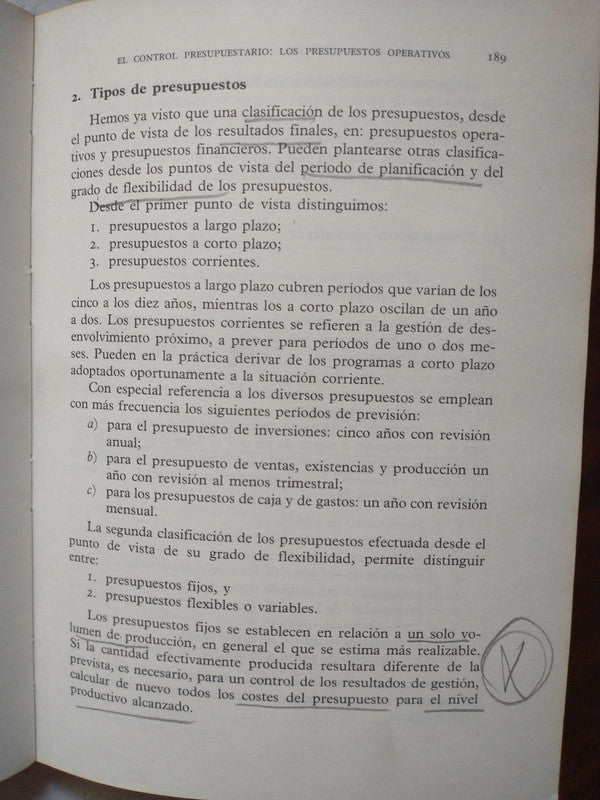Libro usado en venta: El control economico y financiero por la alta direccion de Luciano Ronchi; editorial Deusto impreso en 1972.2