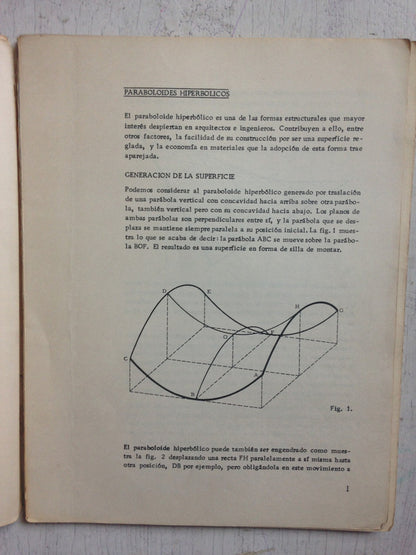 Libro usado en venta: Paraboloides hiperbolicos de O. Ferreras - D. Moisset de Espanes; editorial Universidad Nacional de Cordoba impreso en 1970.2