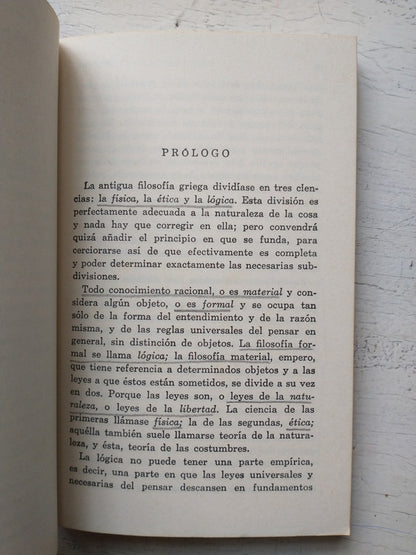 Libro usado en venta: Fundamentacion de la metafisica de las costumbres de Immanuel Kant; editorial Espasa - Calpe impreso en 1983.3