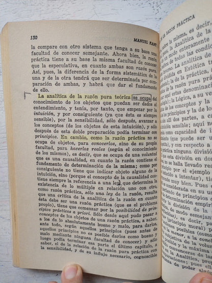 Libro usado en venta: Critica de la razon practica de Immanuel Kant; editorial Espasa - Calpe impreso en 1984 realizamos envios a todo el mundo.4