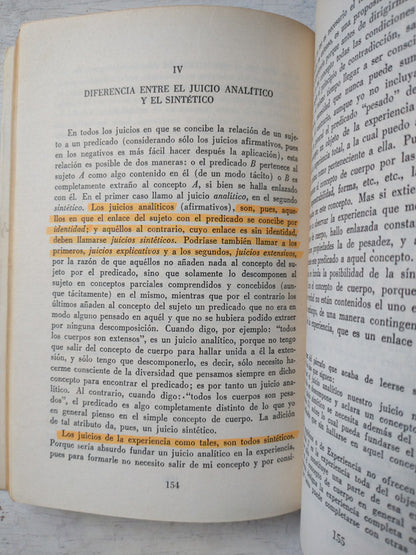 Libro usado en venta: Critica de la razon pura (2 Tomos) de Immanuel Kant; editorial Losada impreso en 1986 realizamos envios a todo el mundo.2