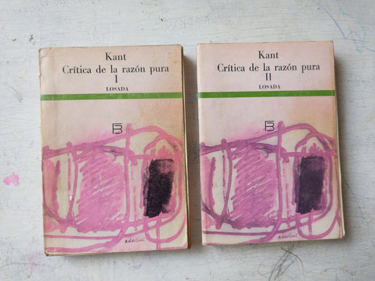 Libro usado en venta: Critica de la razon pura (2 Tomos) de Immanuel Kant; editorial Losada impreso en 1986 realizamos envios a todo el mundo.1