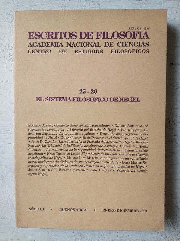 Libro usado en venta: Escritos de Filosofia - A?o XIII; editorial Universidad de Buenos Aires impreso en 1994 realizamos envios a todo el mundo.1