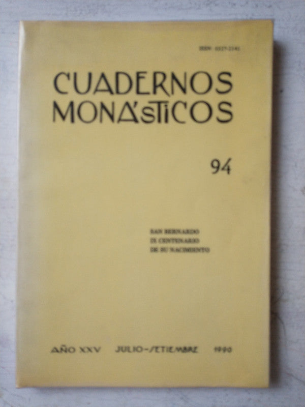 Libro usado en venta: Cuadernos Monasticos N? 94; impreso en 1990 realizamos envios a todo el mundo.1