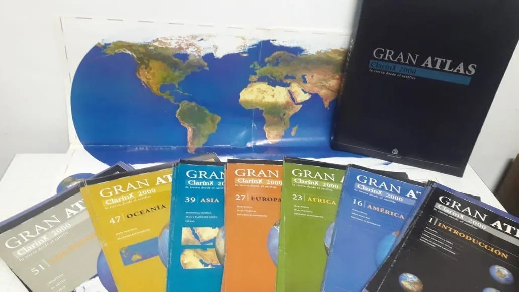Libro usado en venta: La Tierra Desde El Satelite (2 Tomos) de Gran Atlas Clarin 2000; editorial AGEA impreso en 2000 envios a todo el mundo.3