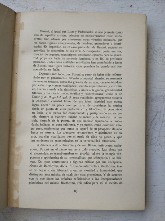 Libro usado en venta: El piano de Alfredo Casella; editorial Ricordi impreso en 1953 realizamos envios a todo el mundo.2