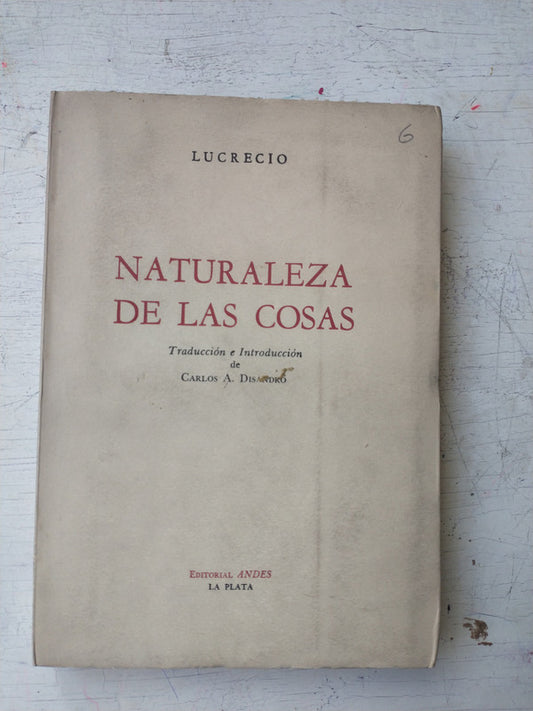 Libro usado en venta: Naturaleza de las cosas de Lucrecio; editorial Andes impreso en 1959 realizamos envios a todo el mundo.1