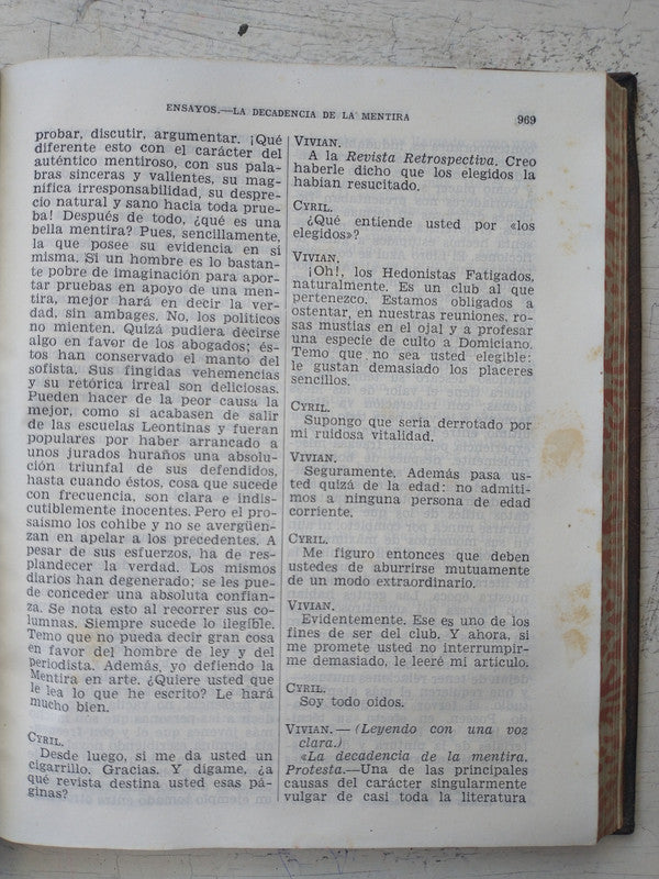Libro usado en venta: Obras completas de Oscar Wilde; editorial Aguilar impreso en 1951 realizamos envios a todo el mundo.3