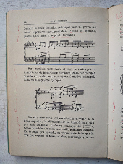 Libro usado en venta: Manual del pianista de Hugo Riemann; editorial Labor impreso en 1951 realizamos envios a todo el mundo.3