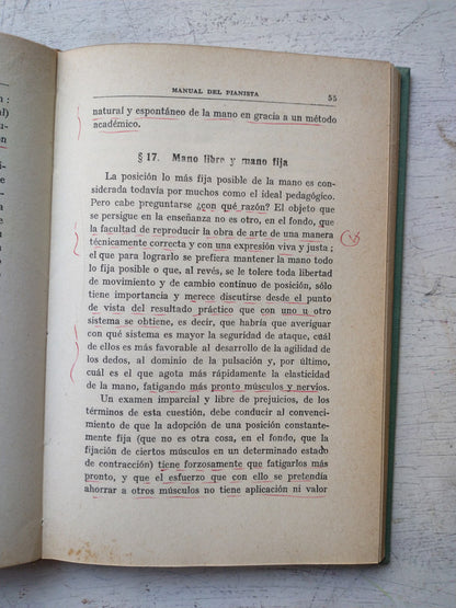 Libro usado en venta: Manual del pianista de Hugo Riemann; editorial Labor impreso en 1951 realizamos envios a todo el mundo.5