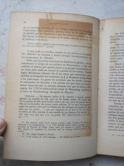 Libro usado en venta: Viaje musical al pais del pasado de Romain Rolland; editorial Ricordi impreso en 1947 realizamos envios a todo el mundo.3