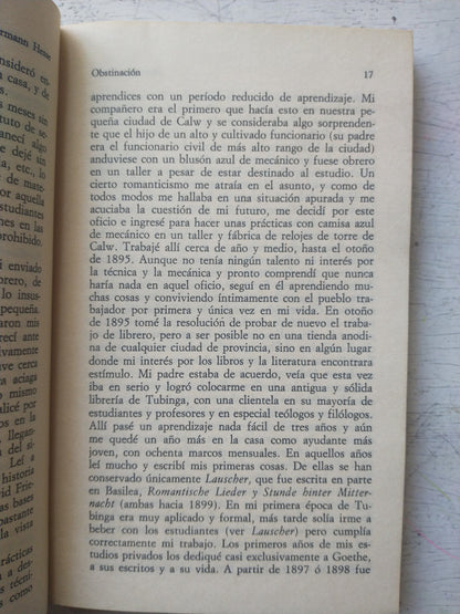 Libro usado en venta: Obstinacion de Herman Hesse; editorial Alianza impreso en 1982 realizamos envios a todo el mundo.3