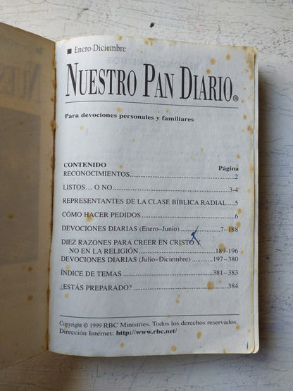 Libro usado en venta: Nuestro Pan diario - Vol. 4; editorial RBC impreso en 1999 realizamos envios a todo el mundo.2