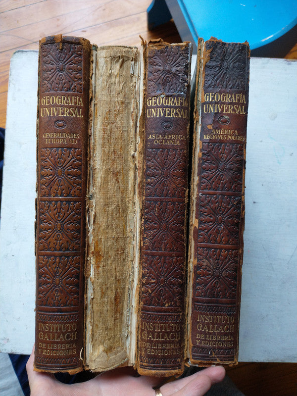 Libro usado en venta: Geografia Universal (4 tomos) de Ramon Otero Pedrayo; editorial Instituto Gallach de Librería y Ediciones impreso en 1952.6