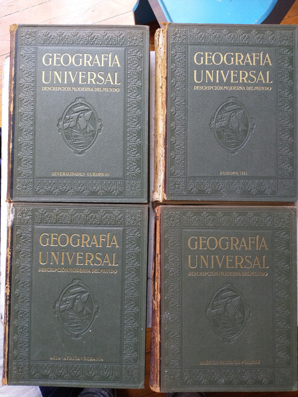 Libro usado en venta: Geografia Universal (4 tomos) de Ramon Otero Pedrayo; editorial Instituto Gallach de Librería y Ediciones impreso en 1952.1