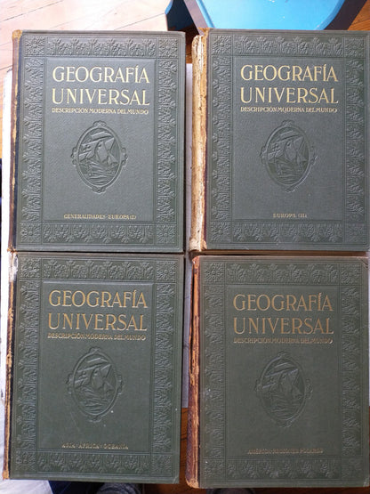 Libro usado en venta: Geografia Universal (4 tomos) de Ramon Otero Pedrayo; editorial Instituto Gallach de Librería y Ediciones impreso en 1952.1