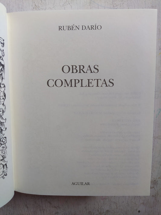 Libro usado en venta: Obras completas de Ruben Dario; editorial Aguilar impreso en 2003 realizamos envios a todo el mundo.1