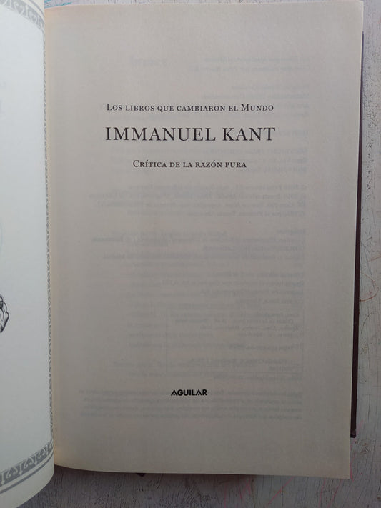 Libro usado en venta: Critica de la razon pura de Immanuel Kant; editorial Aguilar impreso en 2010 realizamos envios a todo el mundo.1