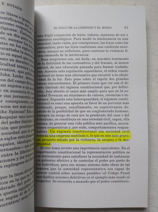 Libro usado en venta: El siglo de la libertad y el miedo de Natalio R. Botana; editorial Sudamericana impreso en 1998 envios a todo el mundo.1