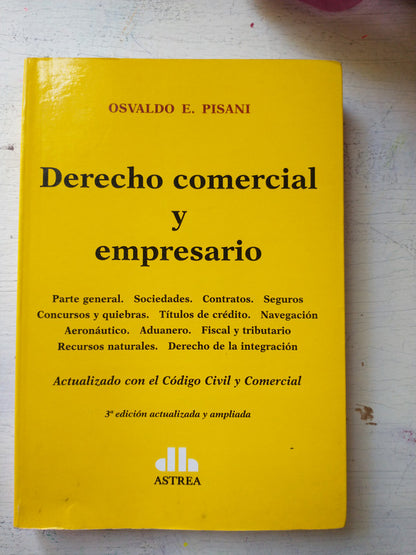 Libro usado en venta: Derecho comercial y empresario de Osvaldo E. Pisani; editorial Astrea impreso en 2016 realizamos envios a todo el mundo.1