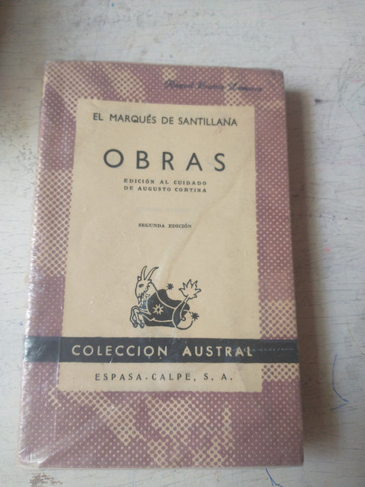 Libro usado en venta: Obras de El Marques de Santillana; editorial Espasa - Calpe impreso en 1956 realizamos envios a todo el mundo.1
