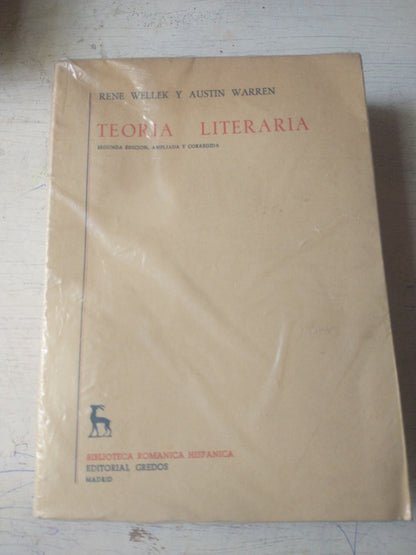 Libro usado en venta: Teoria literaria de Rene Wellek - Austin Warren; editorial Gredos impreso en 1959 realizamos envios a todo el mundo.1