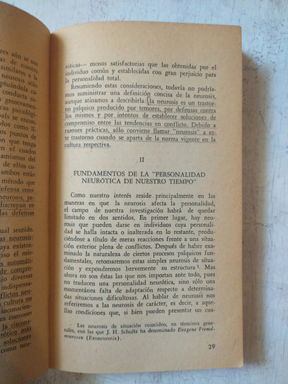 Libro usado en venta: La personalidad neurotica de nuestro tiempo de Karen Horney; editorial Paidos impreso en 1980 realizamos envios a todo el mundo.3