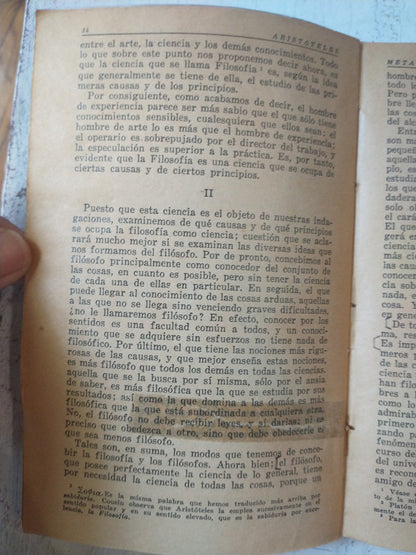 Libro usado en venta: Metafisica de Aristoteles; editorial Espasa - Calpe impreso en 1954 realizamos envios a todo el mundo.2