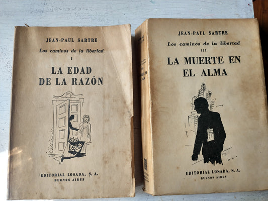 Libro usado en venta: Los caminos de la libertad (Tomo 1 y Tomo 3) de Jean - Paul Sartre; editorial Losada impreso en 1950 envios a todo el mundo.1