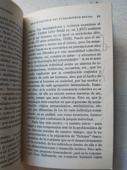 Libro usado en venta: Breve historia del Pensamiento social de Jorge Lagos Nilsson; editorial Claridad impreso en 1988 envios a todo el mundo.2