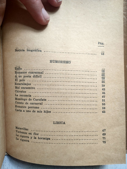 Libro usado en venta: Antologia poetica de Juan Carlos Davalos; editorial El Estudiante impreso en 1952 realizamos envios a todo el mundo.3