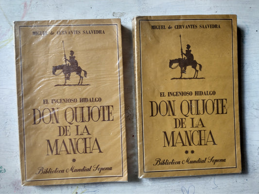 Libro usado en venta: El ingenioso Hidalgo Don Quijote de la Mancha (2 vol.) de Miguel de Cervantes Saavedra; editorial Ramon Sopena impreso en 1954.1
