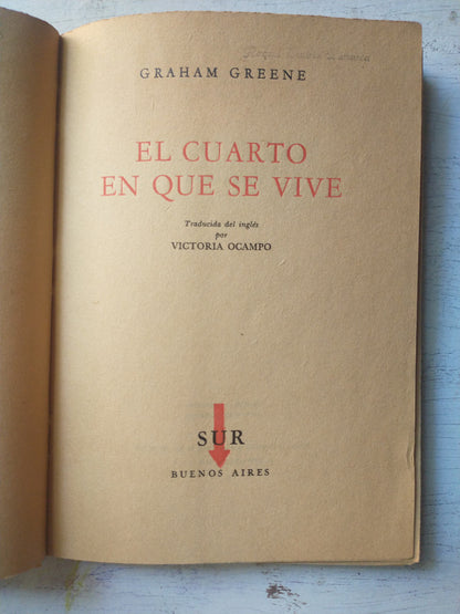 Libro usado en venta: El fin de la aventura de Graham Greene; editorial Sur impreso en 1959 realizamos envios a todo el mundo.2