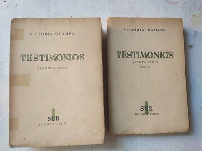 Libro usado en venta: Testimonios de Victoria Ocampo; editorial Sur impreso en 1941 - 1957 - 1967 - 1971 - 1978 realizamos envios a todo el mundo.2