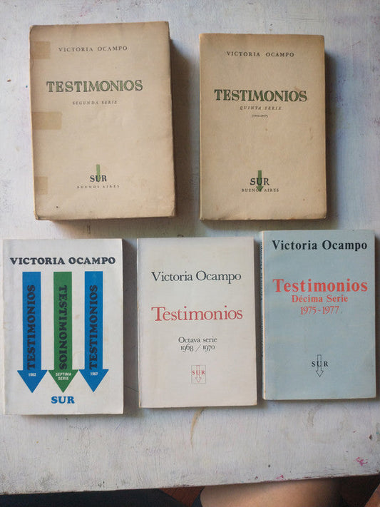 Libro usado en venta: Testimonios de Victoria Ocampo; editorial Sur impreso en 1941 - 1957 - 1967 - 1971 - 1978 realizamos envios a todo el mundo.1