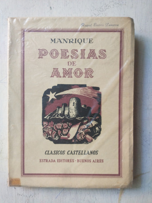 Libro usado en venta: Poesias de amor y otras de Jorge Manrique; editorial Angel Estrada impreso en 1952 realizamos envios a todo el mundo.1
