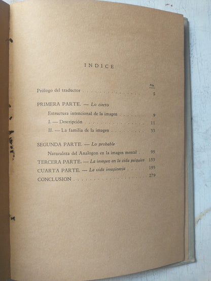 Libro usado en venta: Lo imaginario - Psicologia fenomenologica de la imaginacion de Jean - Paul Sartre; editorial Ibero Americana impreso en 1948.2