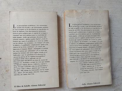 Libro usado en venta: Diccionario secreto (2 Volumenes) de Camilo Jose Cela; editorial Alianza impreso en 1989 realizamos envios a todo el mundo.3