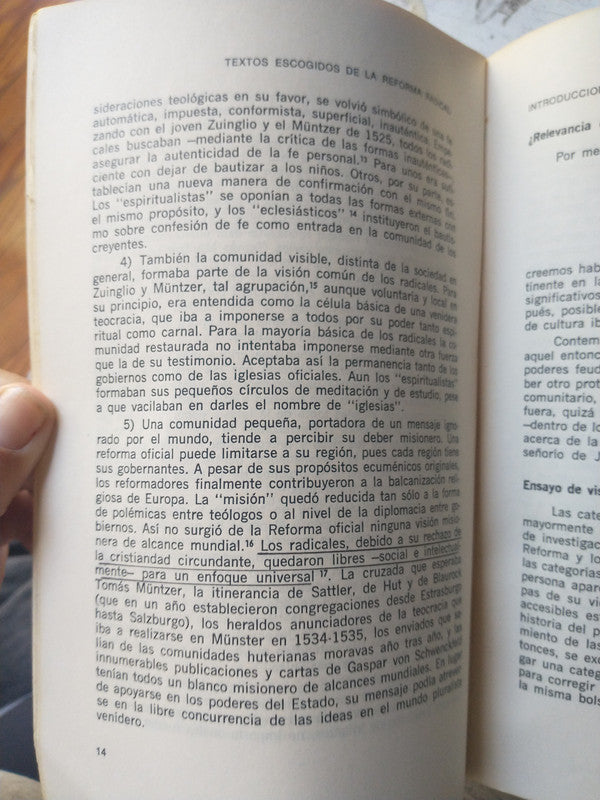 Libro usado en venta: Textos escogidos de la reforma radical de John Howard Yoder; editorial La Aurora impreso en 1976 envios a todo el mundo.3