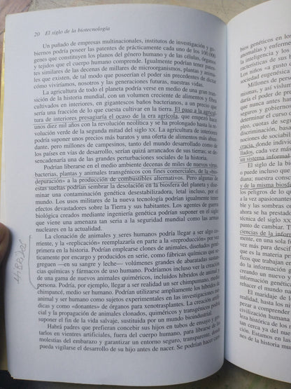 Libro usado en venta: El siglo de la biotecnologia de Jeremy Rifkin; editorial Critica impreso en 1999 realizamos envios a todo el mundo.2