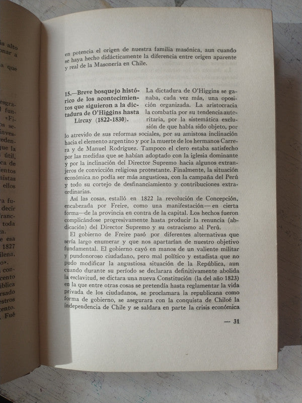 Libro usado en venta: El origen aparente de la Francmasoneria en Chile de Rene Garcia Valenzuela; editorial Imprenta Universitaria impreso en 1949.3
